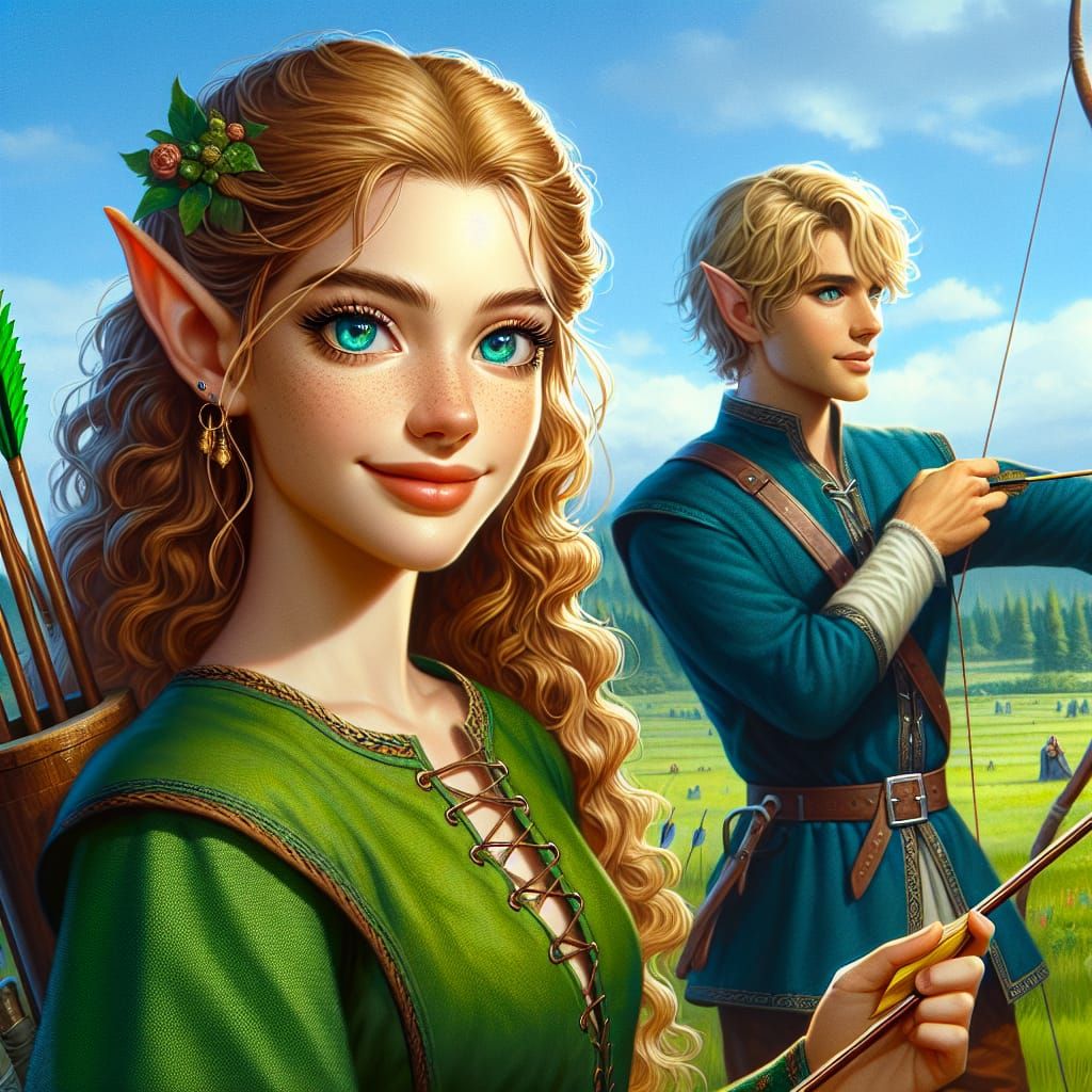 Archery Practice in a Medieval Fantasy Style