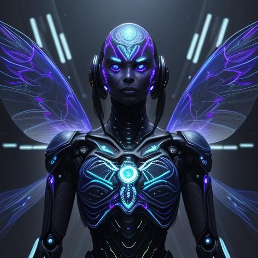 Cyberpunk Insectoid with Cybernetic Exoskeleton