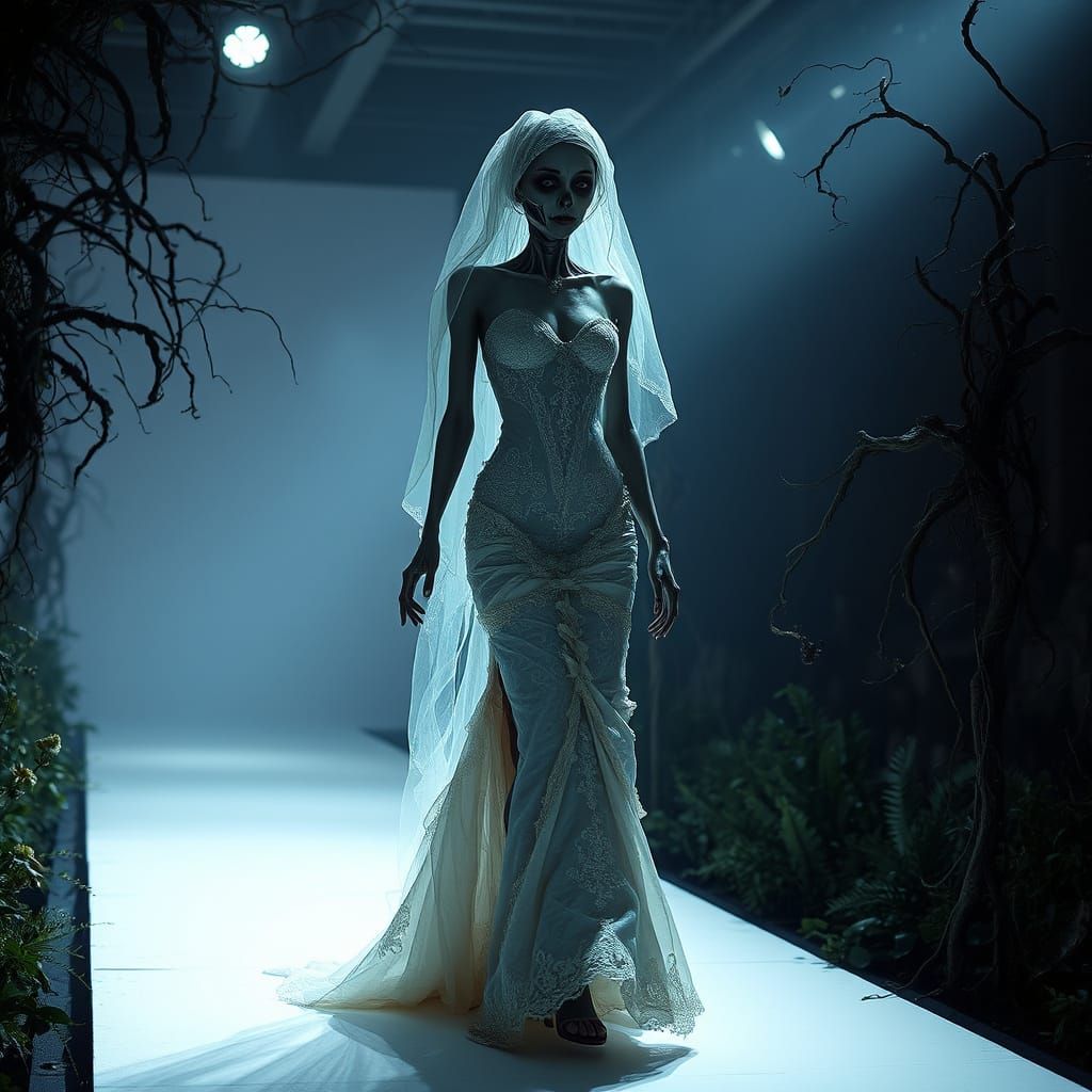 Gothic Zombie Bride Struts Down Catwalk in Haunting Fashion ...