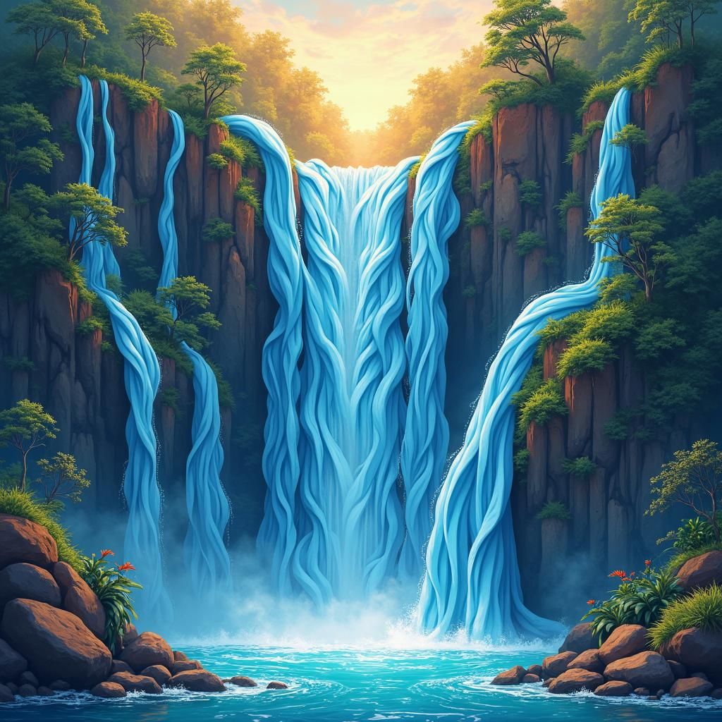 Waterfall Ribbon Infographic in Dreamy Digital Art