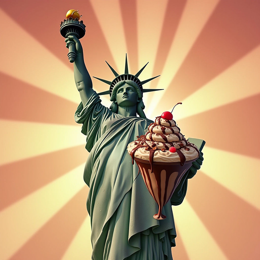 Statue of Liberty with Chocolate Sundae, Pixar Style