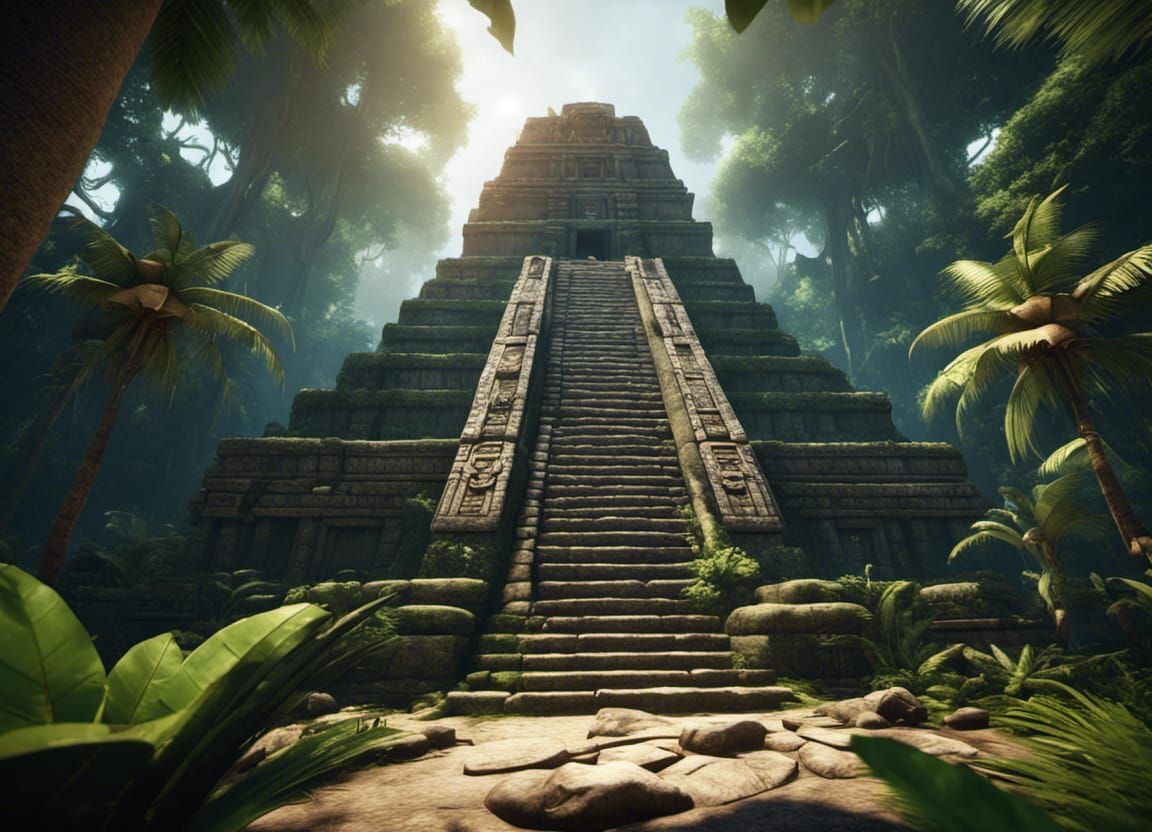 Mayan Temple in Jungle: 3D Game Cinematic