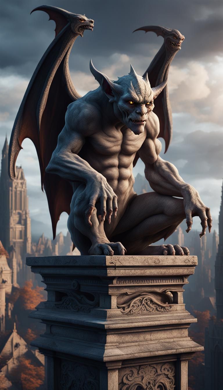 Detailed Gargoyle Fantasy Concept Art
