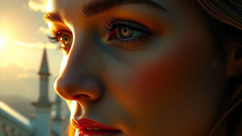 Ethereal Portrait of a Woman's Soul Ascending