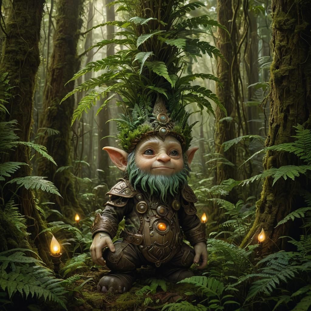 Gnome Merges with Fern in Biomechanical Forest