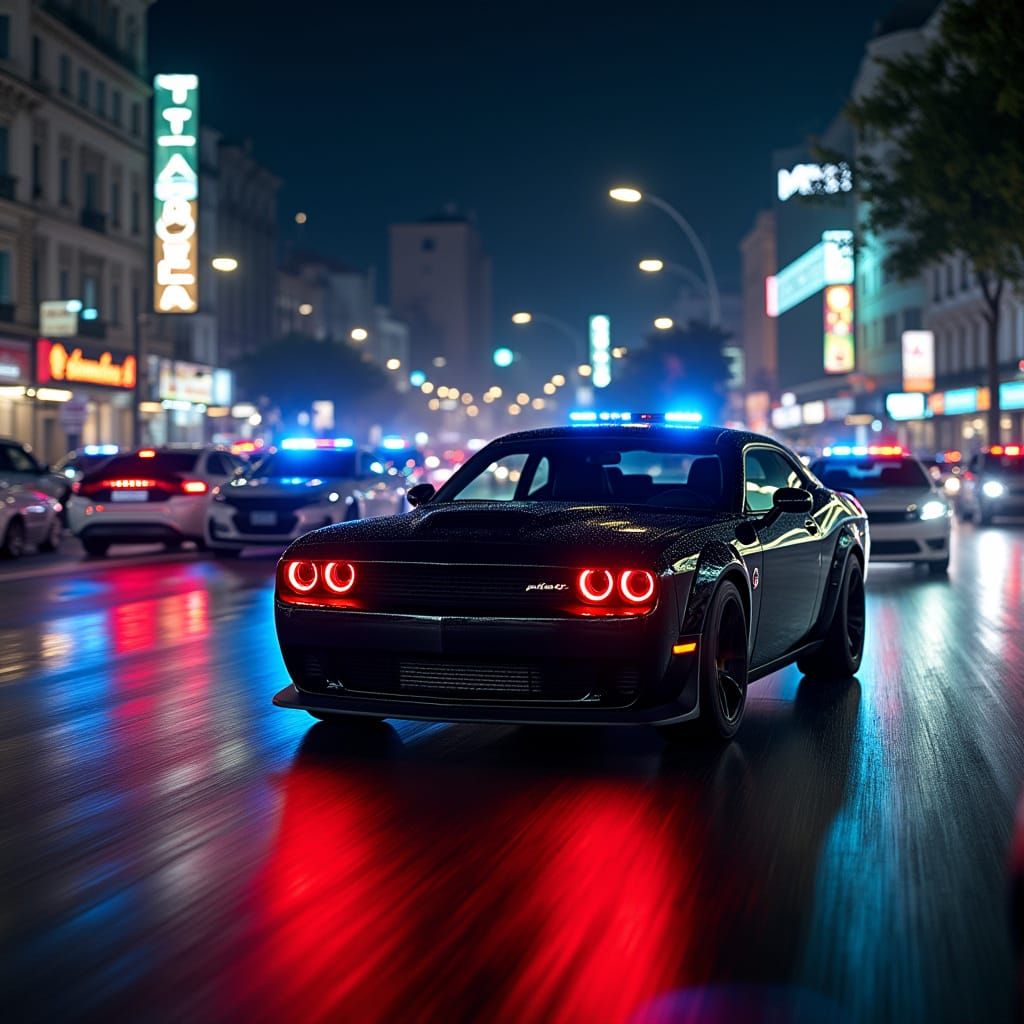 Hellcat SRT and Challenger Flee Police in Rio at Night