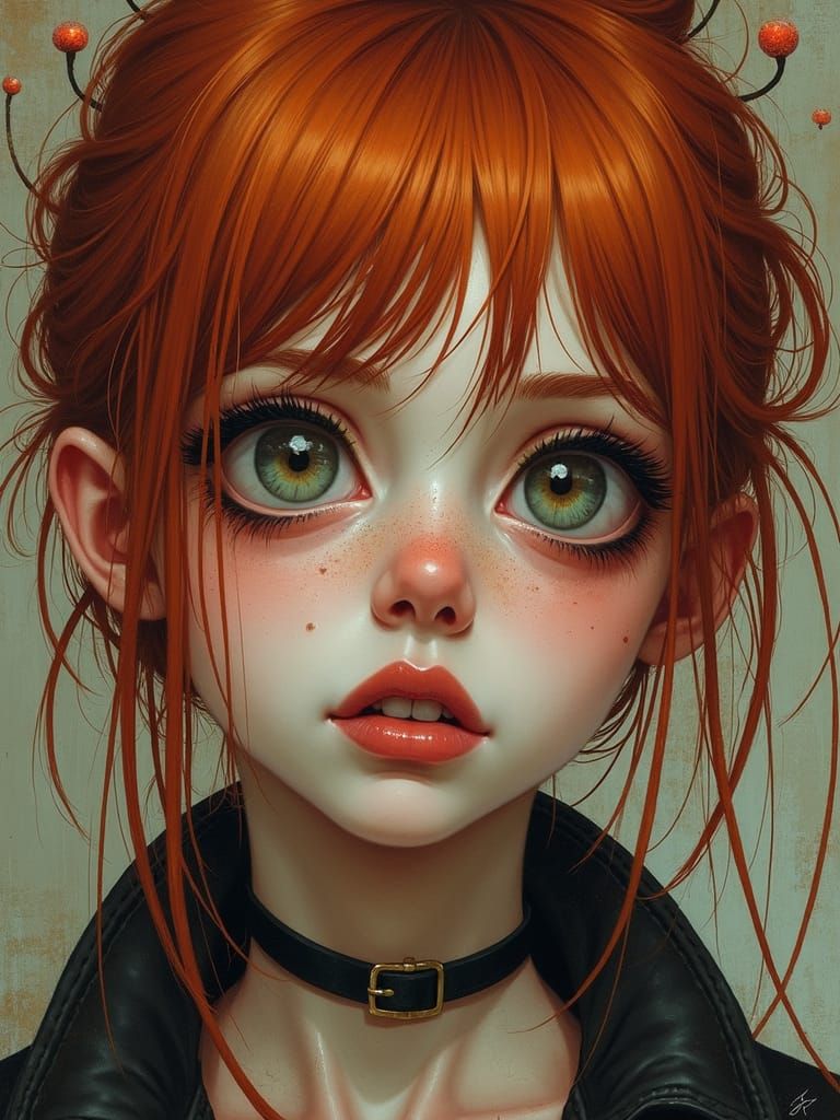 Beautiful Punky Woman with Auburn Hair: Masterpiece Art