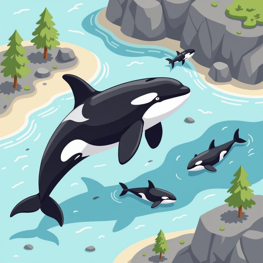 Isometric Orca Illustration With Clean Background