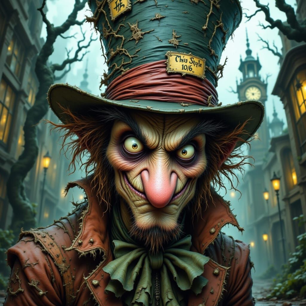 Mad Hatter's Gritty Post-Apocalyptic Portrait