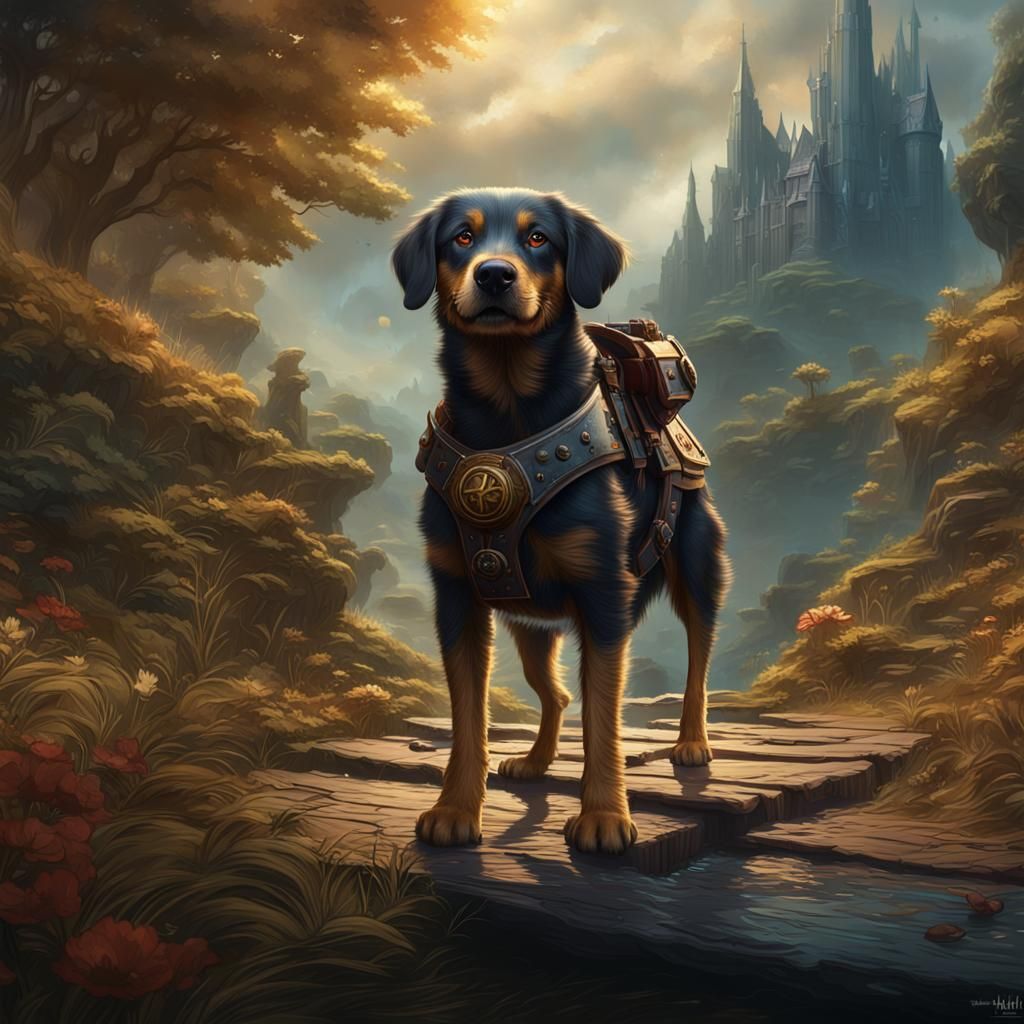 Dog's Epic Quest: A Fantasy Art Journey