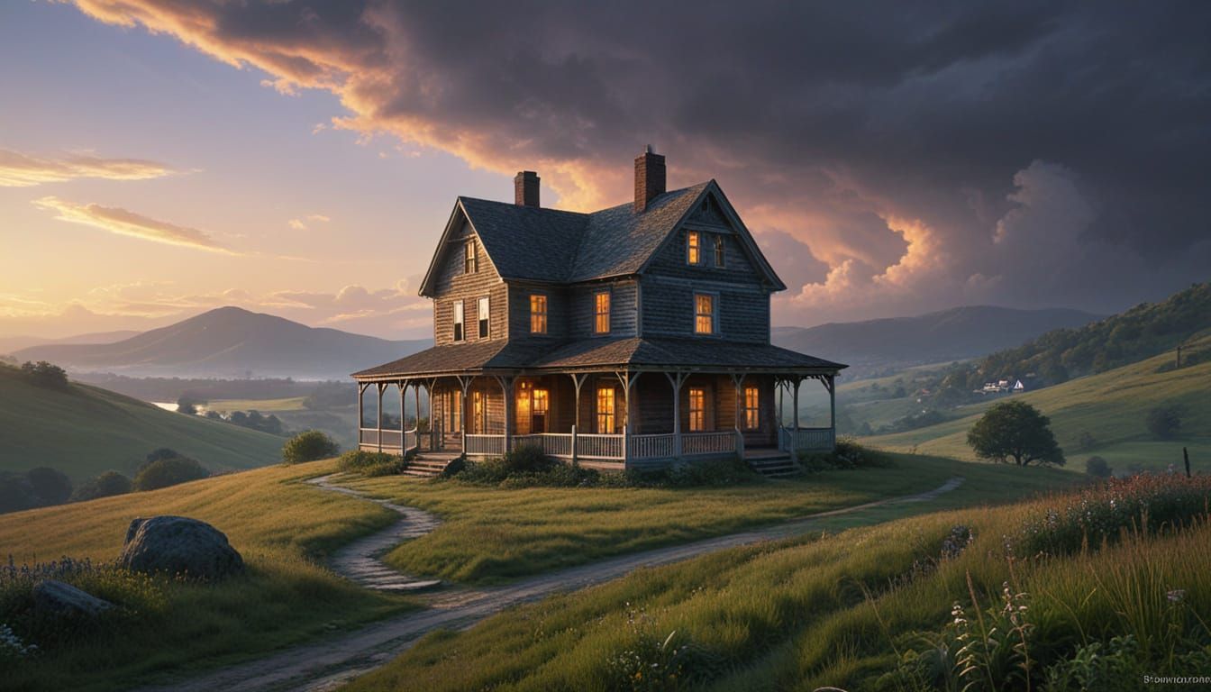 Harmonious Hues Highlight a Serene Homestead in a Cyberpunk ...