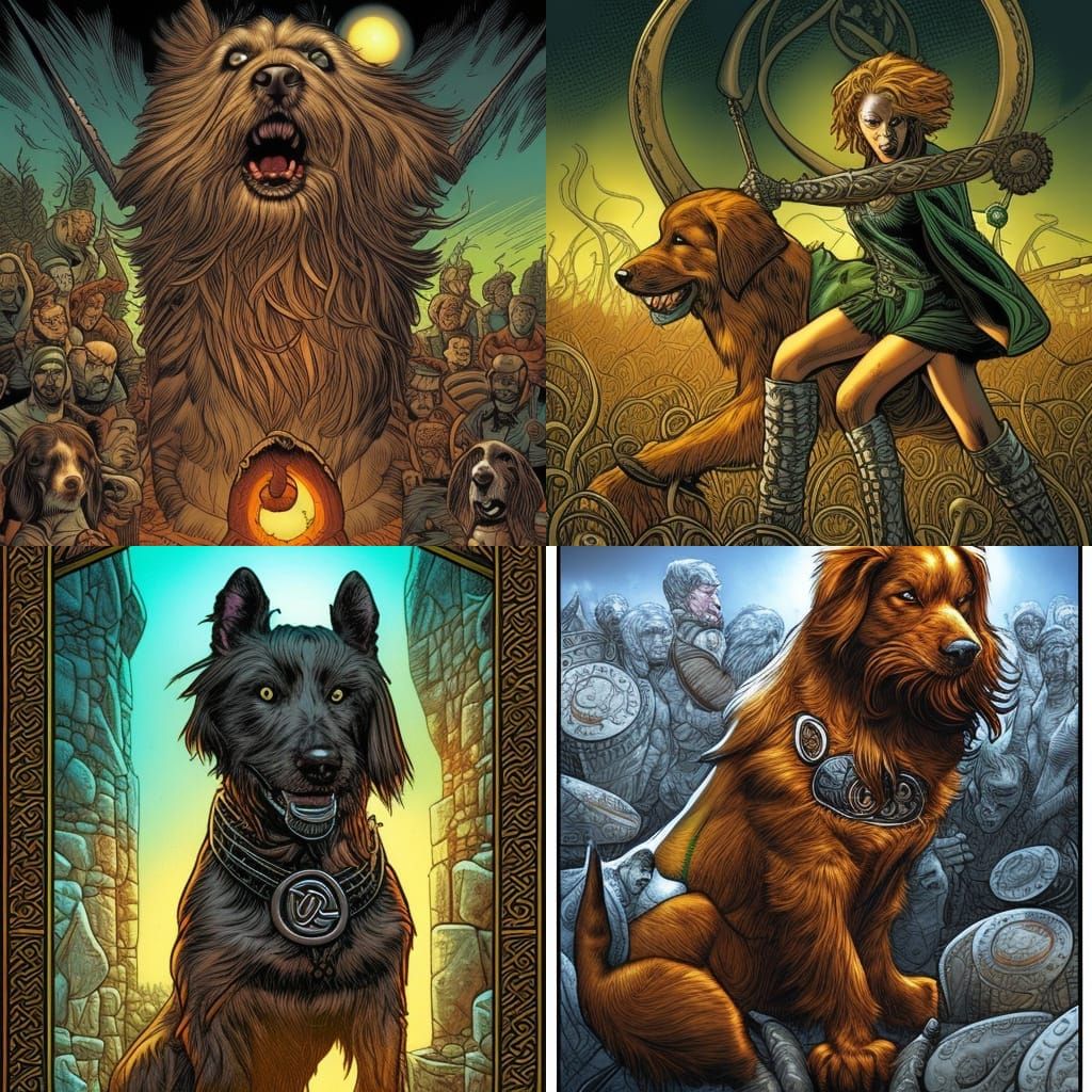 Celtic Dog in Comic Book Art Style