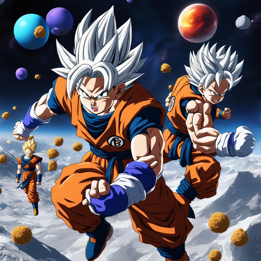 Characters from dragon Ball z heaven to snowball fight in space