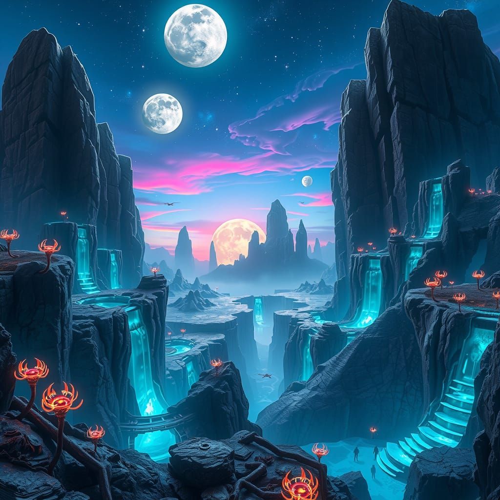 Bioluminescent Alien Planet with Floating Islands