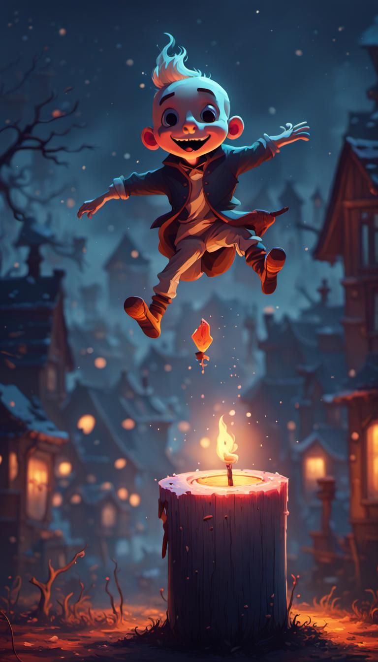 Jack Jumps Over Candle in Whimsical Style