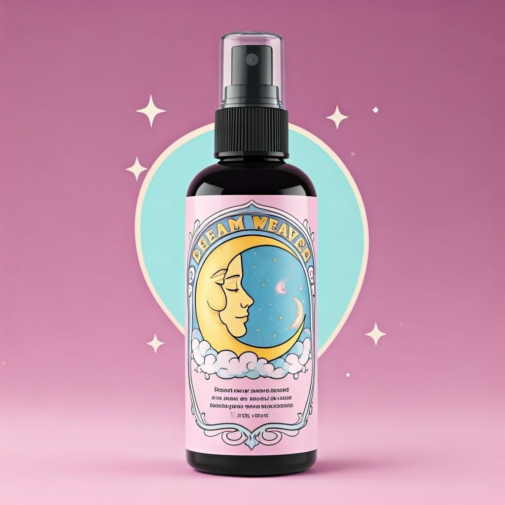 Dream Weaver Pillow Mist Label in Whimsical Art Nouveau Styl...