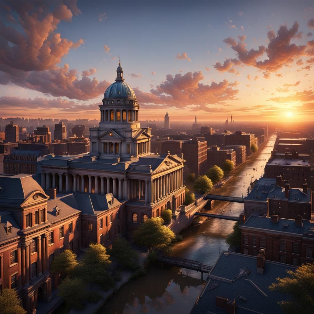 Richmond VA Sunset: Detailed Matte Painting