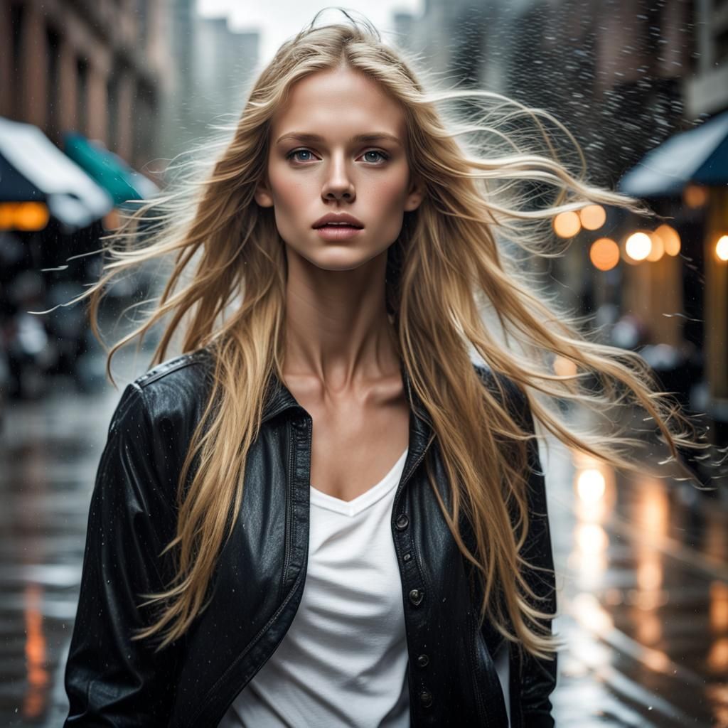 Blonde Woman in Rain, Professional Portrait Photography