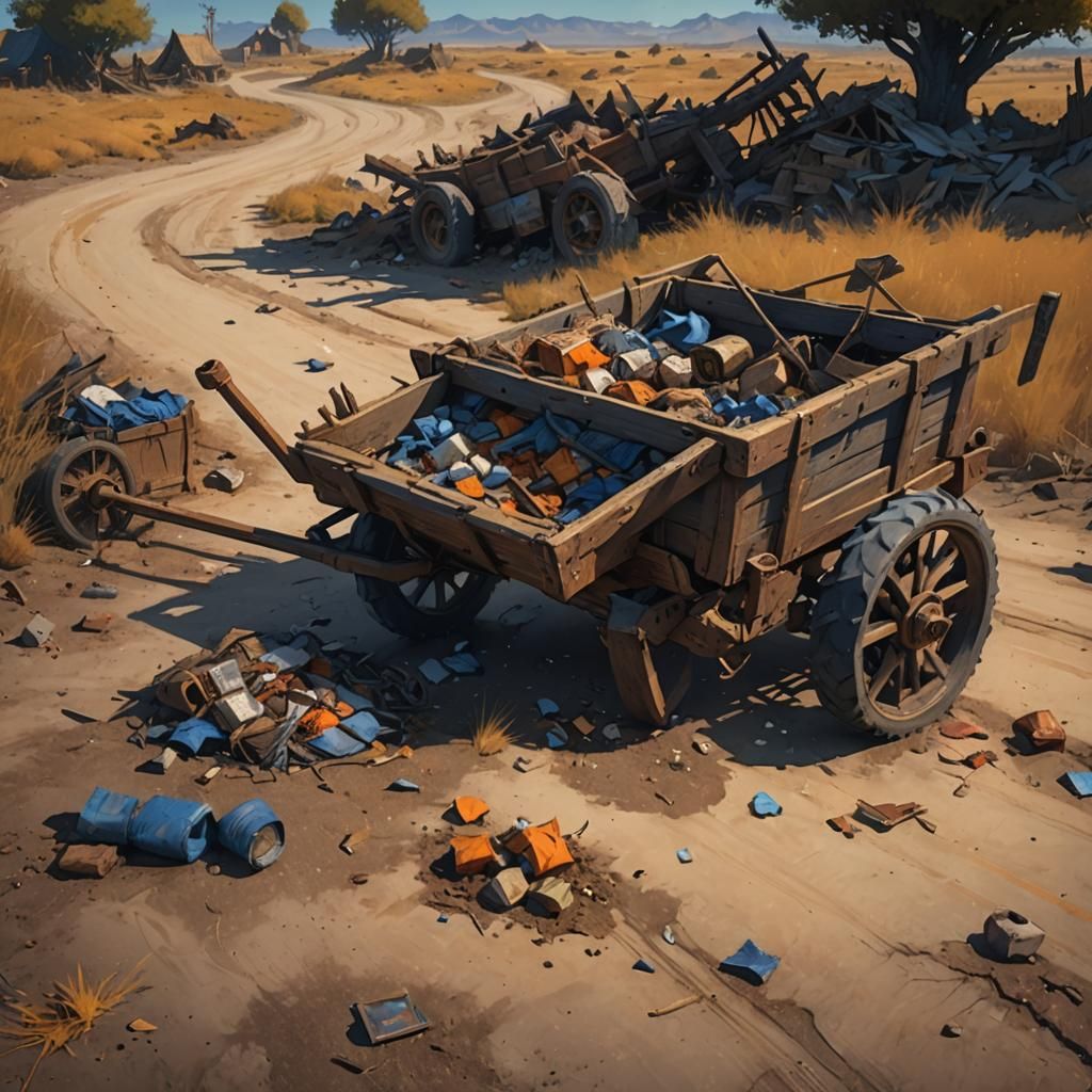 Monster Attack on Supply Cart: Medieval Fantasy Art