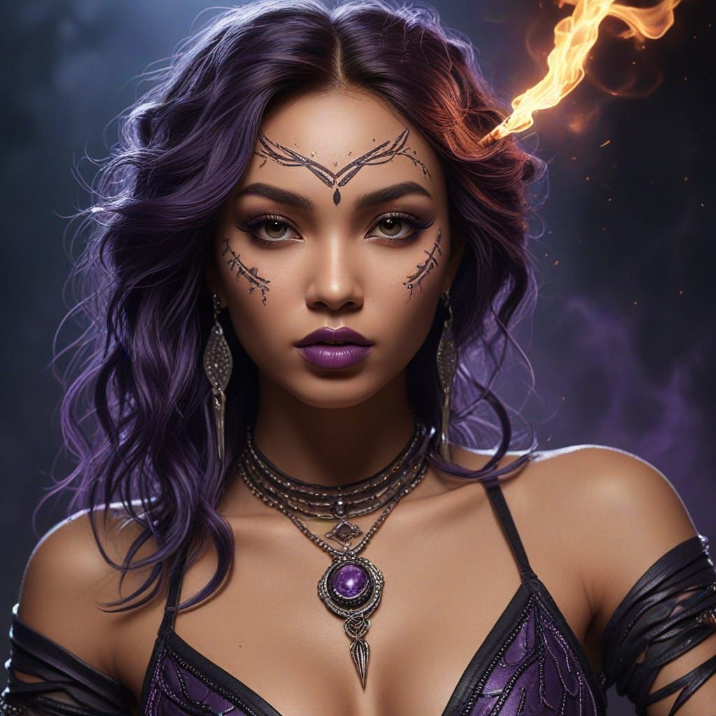 Enchanting Sorceress in Occult Rocker Chic