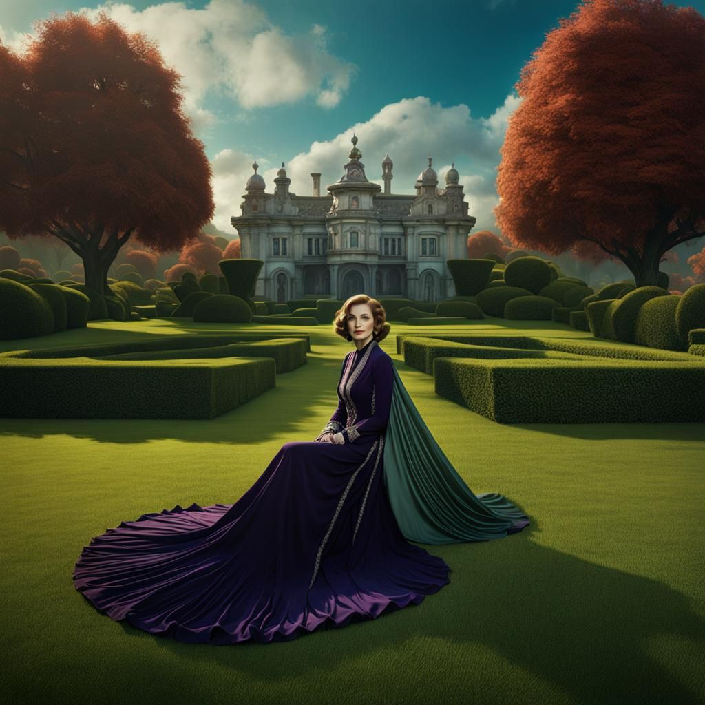 Greta Garbo on the Lawn: Detailed Matte Painting