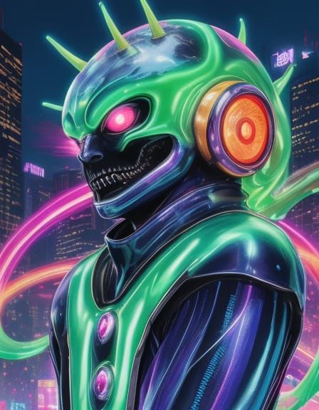 Snail-Man Alien in Vibrant Manga Style