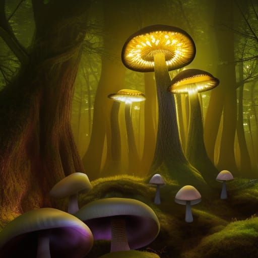 Enchanted Luminous Mushroom Forest Castle