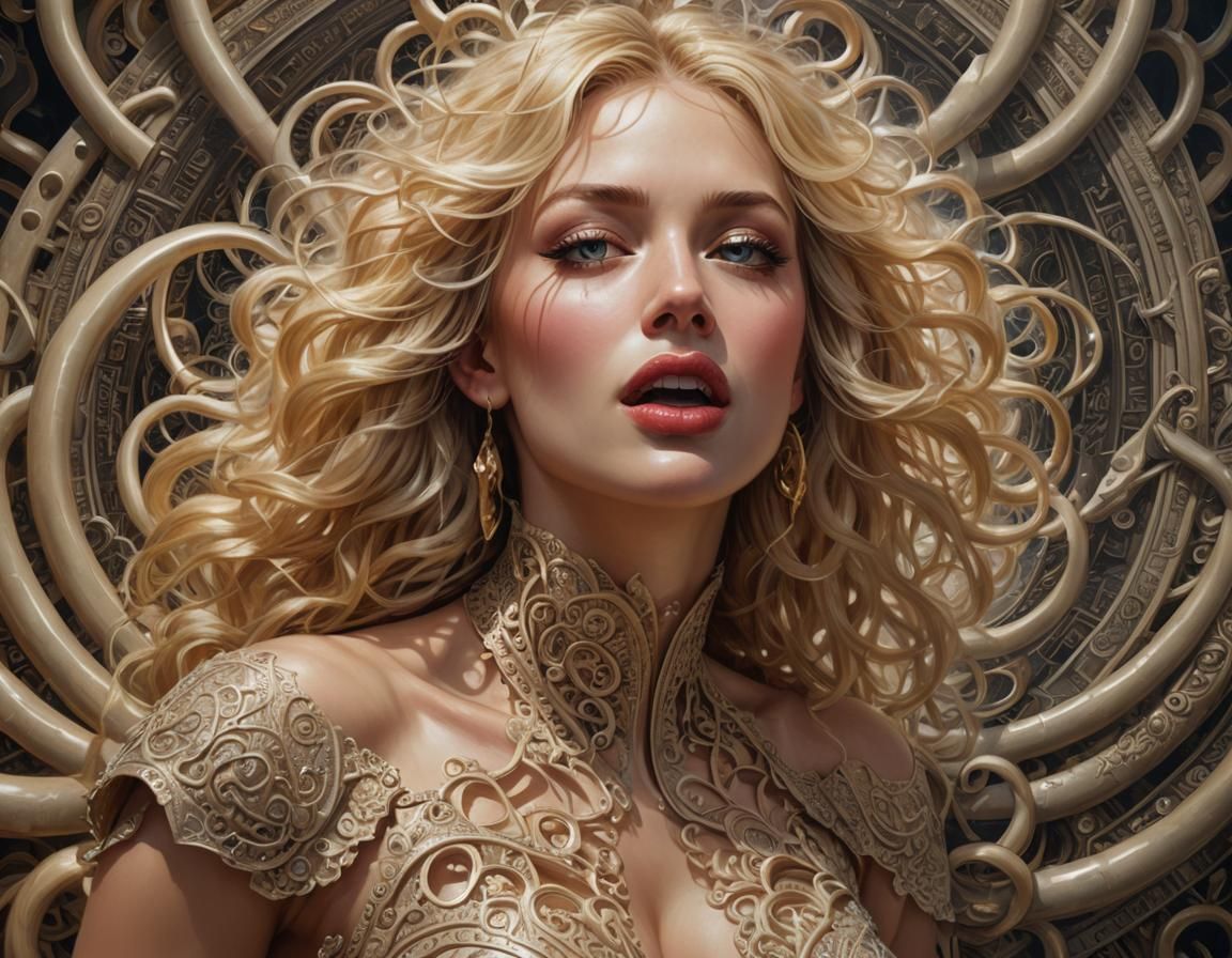 Woman Dancing on Tongue: Hyperdetailed Digital Art