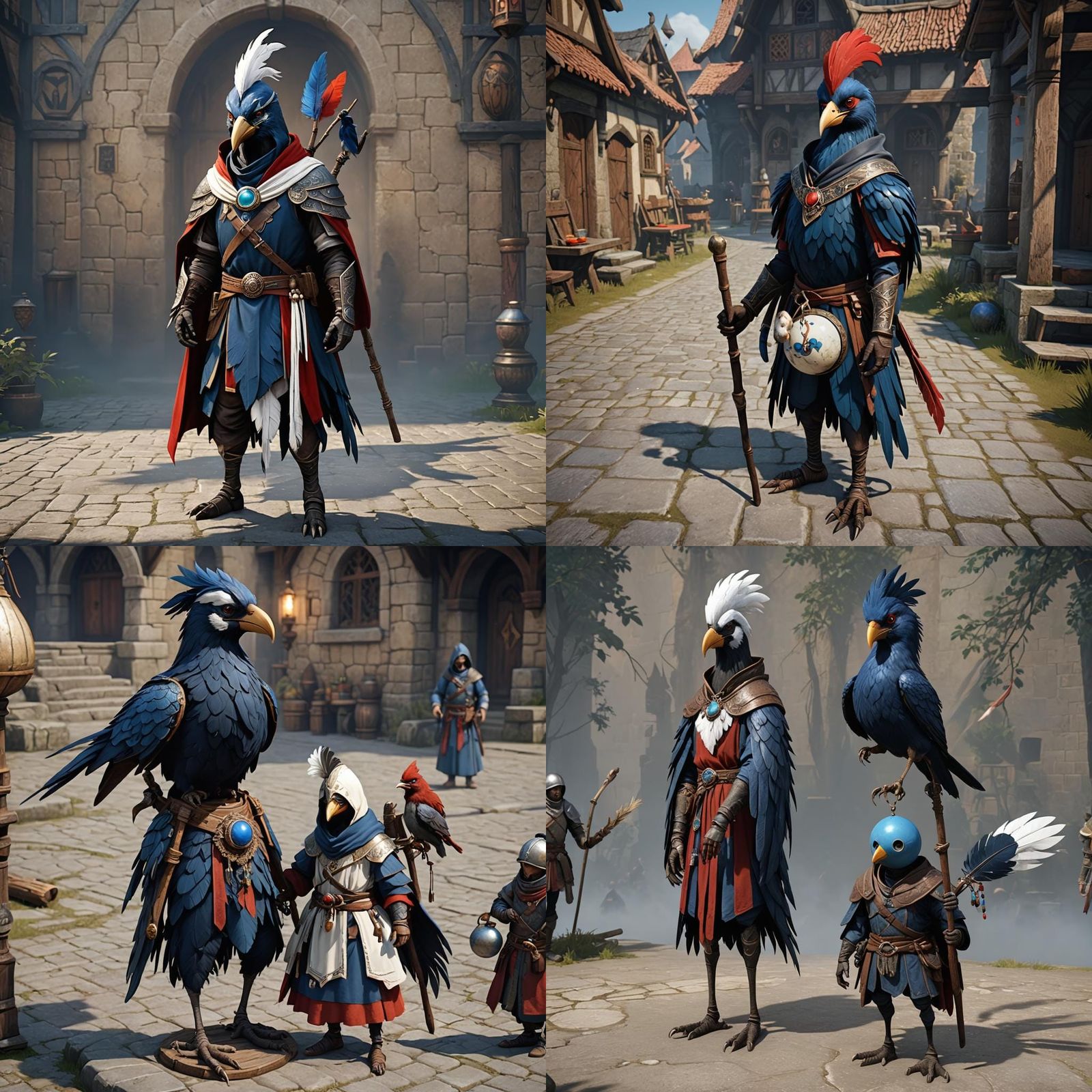 Medieval Bird Hybrid with Jeweled Staff