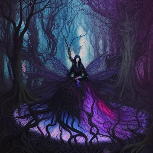 Surreal Fairy Queen in Twisted Forest Dreamscape