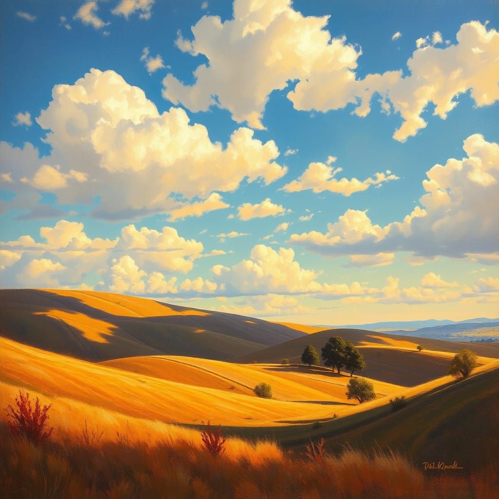 Sunny Landscape in Warm Golden Light
