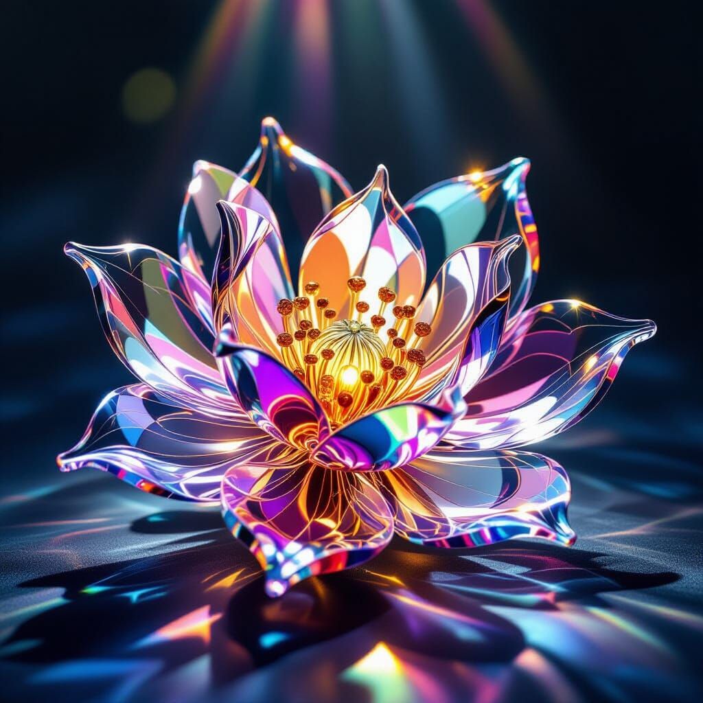 Intricate Glass Flower with Ethereal Glow