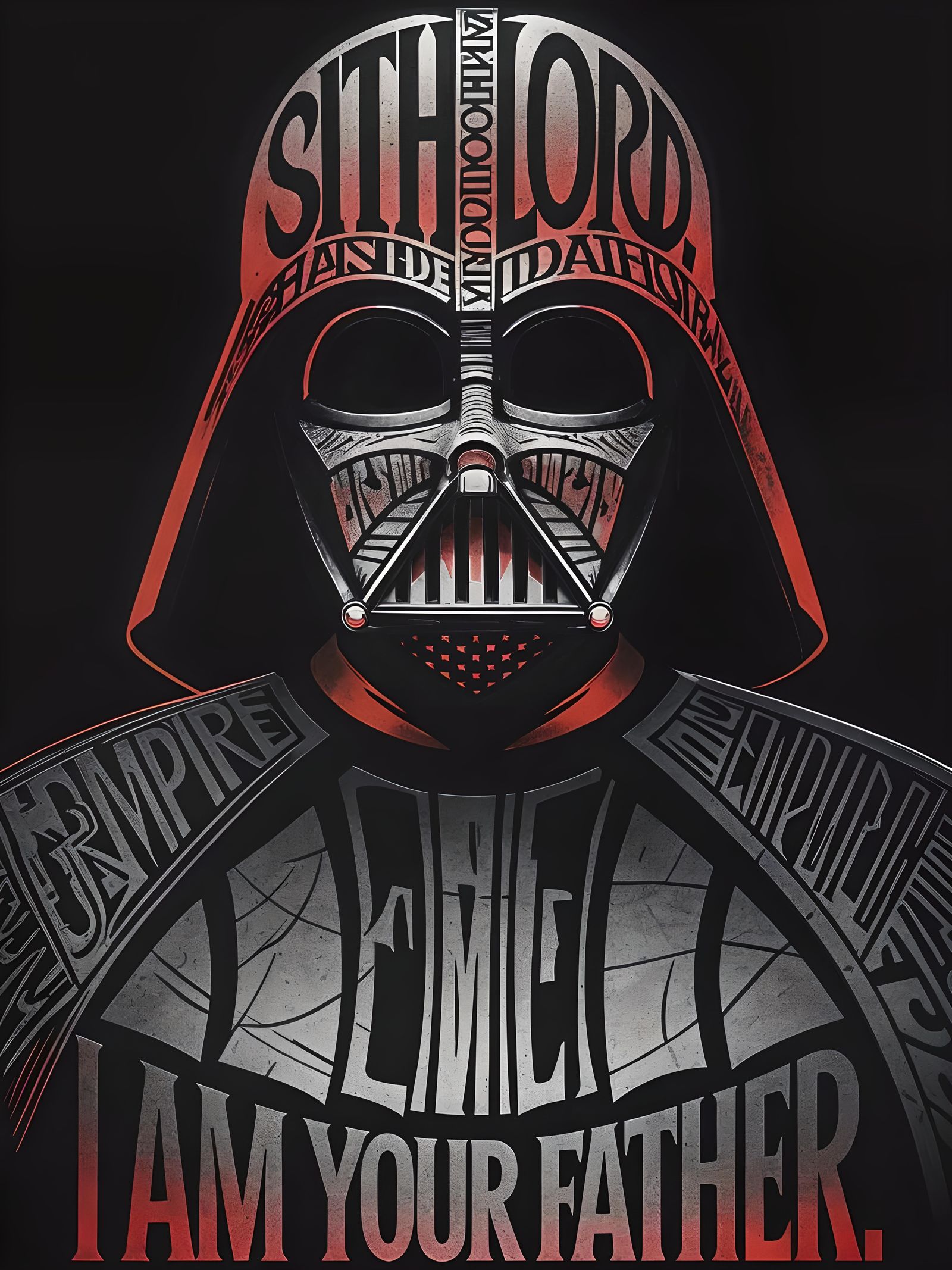 Menacing Darth Vader Silhouette in Text Art