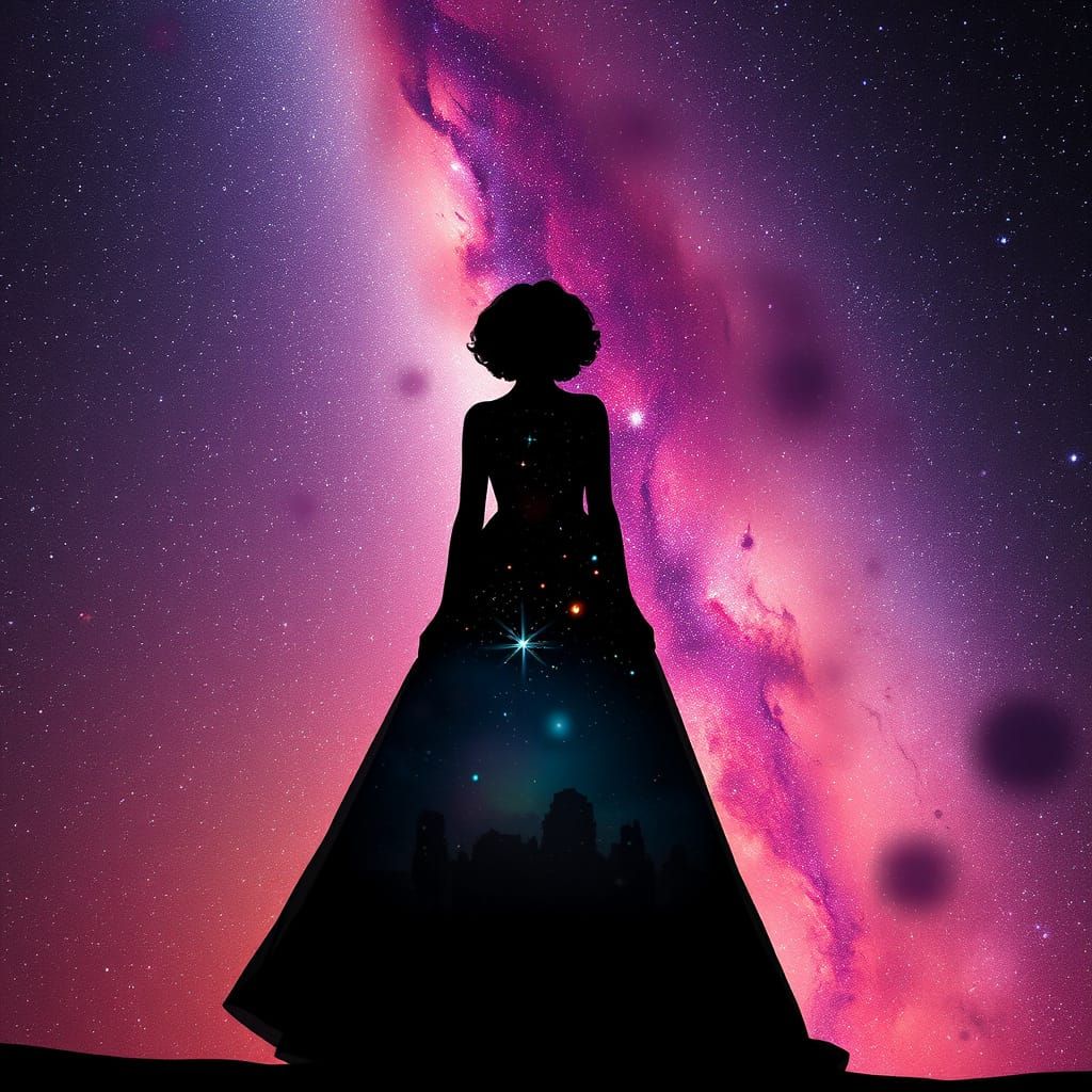 Surreal Cosmic Portrait in High Contrast