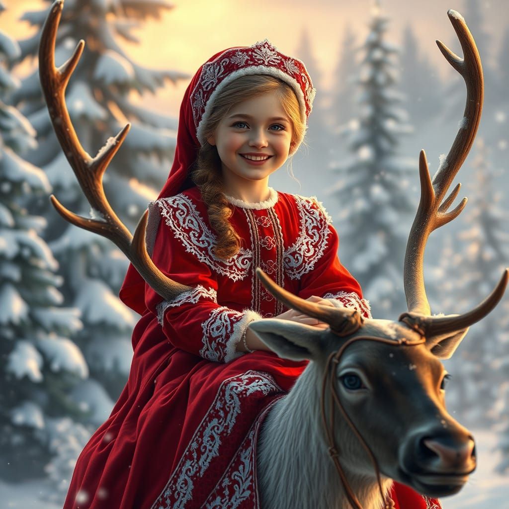 Joyful Noel Scene with Majestic Reindeer and Winter Wonderla...