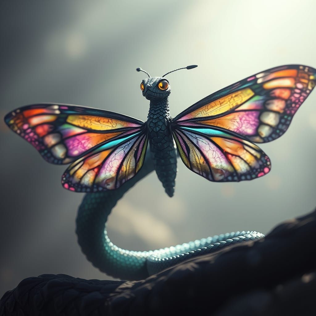 Serpent Butterfly Hybrid Shines with Iridescent Scales in Cy...