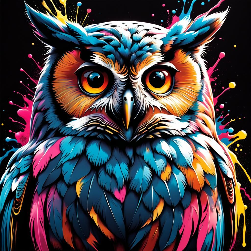 Colorful Graffiti Owl in Street Art Style