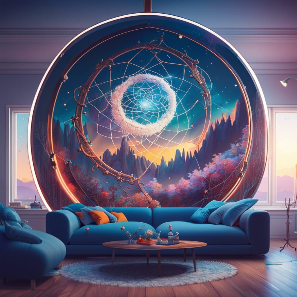 Cosmic Dreamcatcher in Surreal Digital Art Style