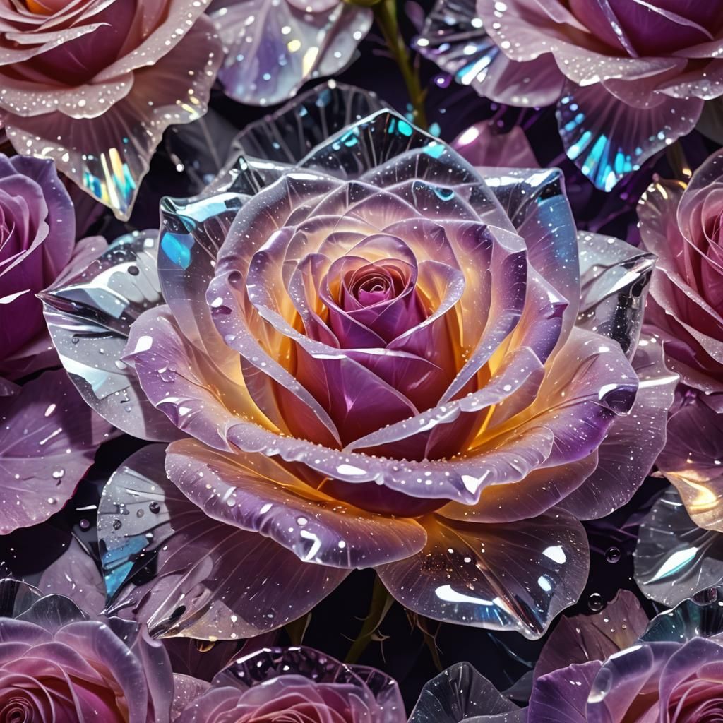 Luminescent Crystal Rose with Bioluminescence