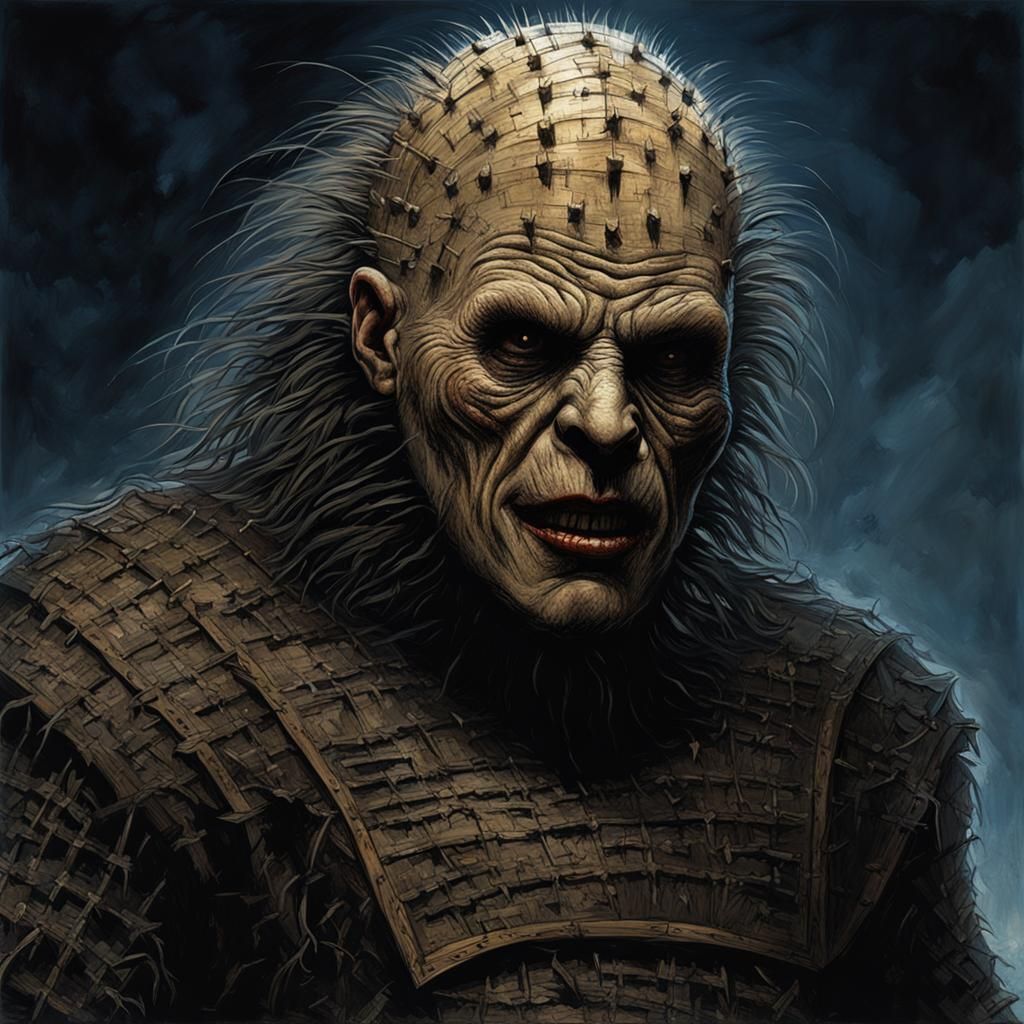 Female Pinhead Sasquatch in Horror Style