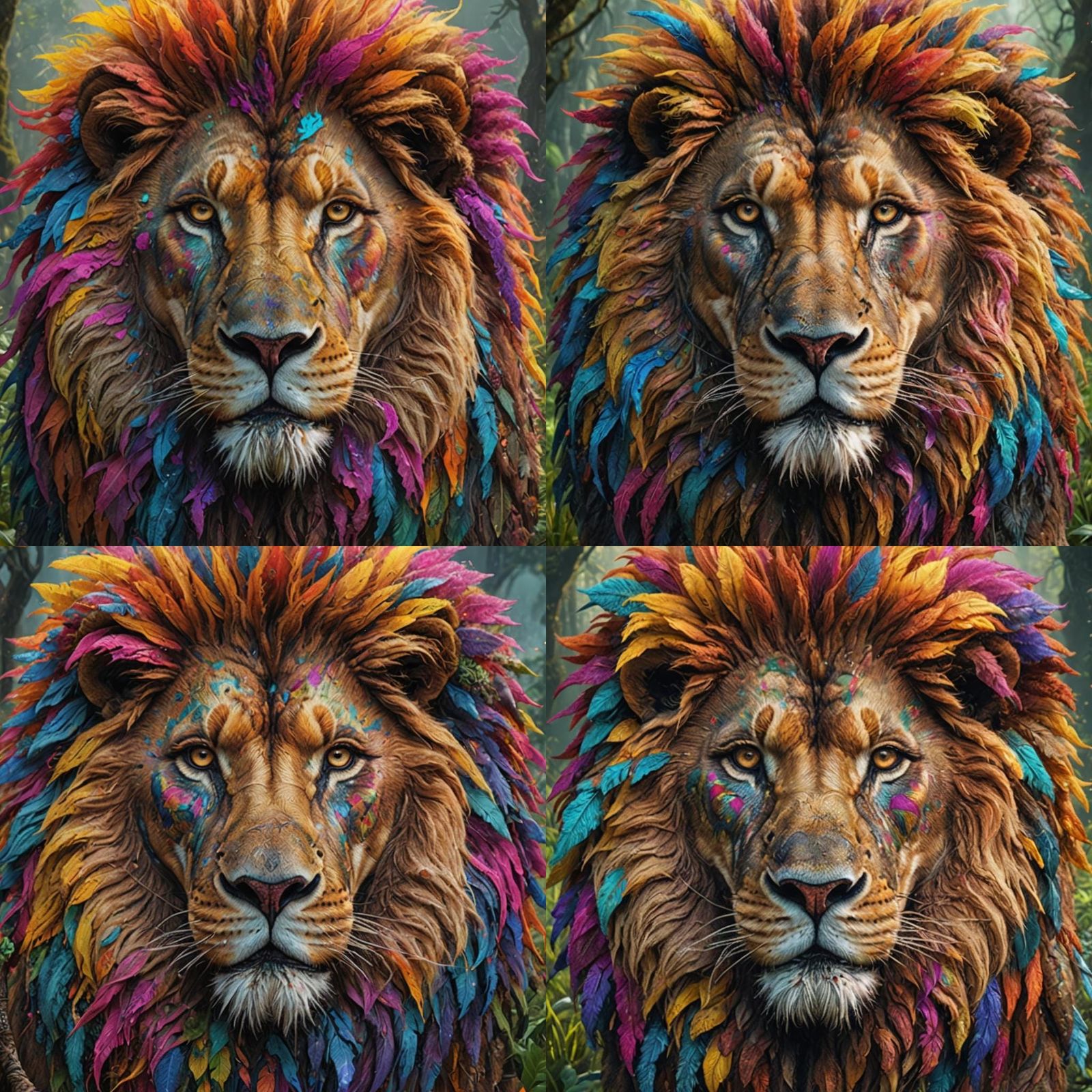 Psychedelic Lion in Detailed Matte Painting