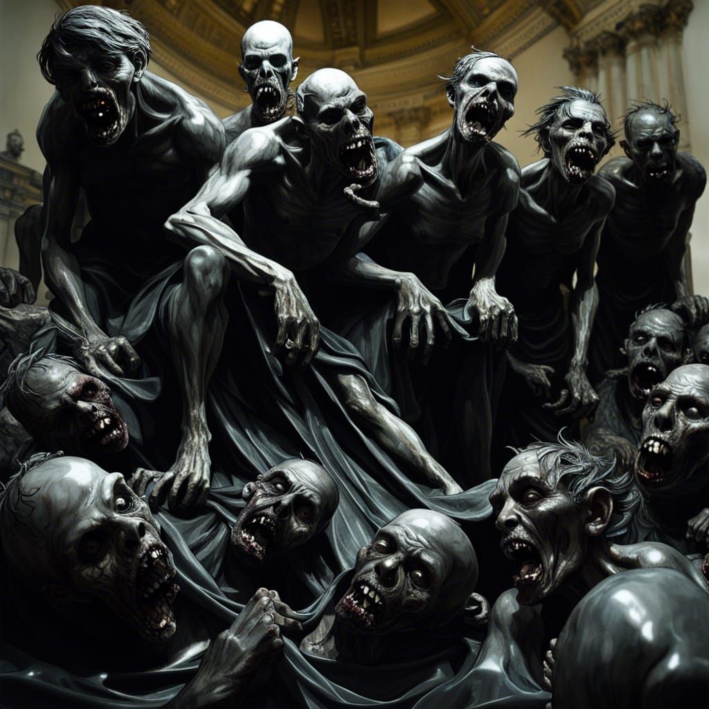 Marquina Black Marble Statue of the Depleaning Nature the the Proverbial Climb Up