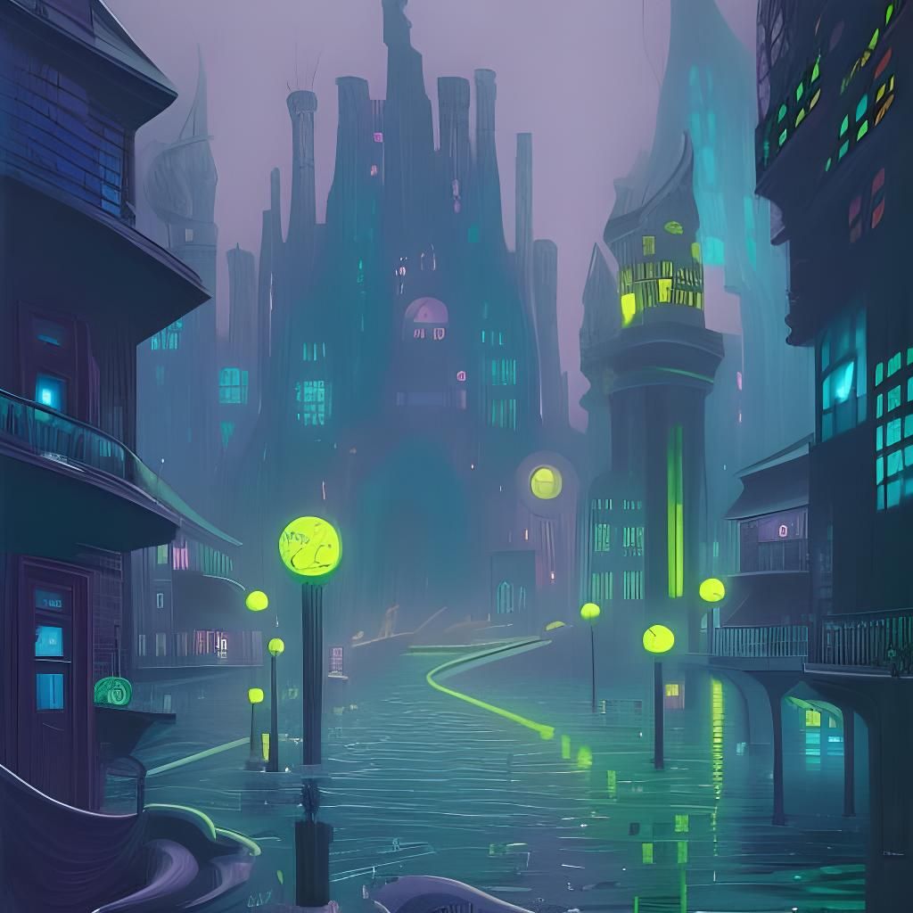 Aquatic City of Wetness in Pop Art Style