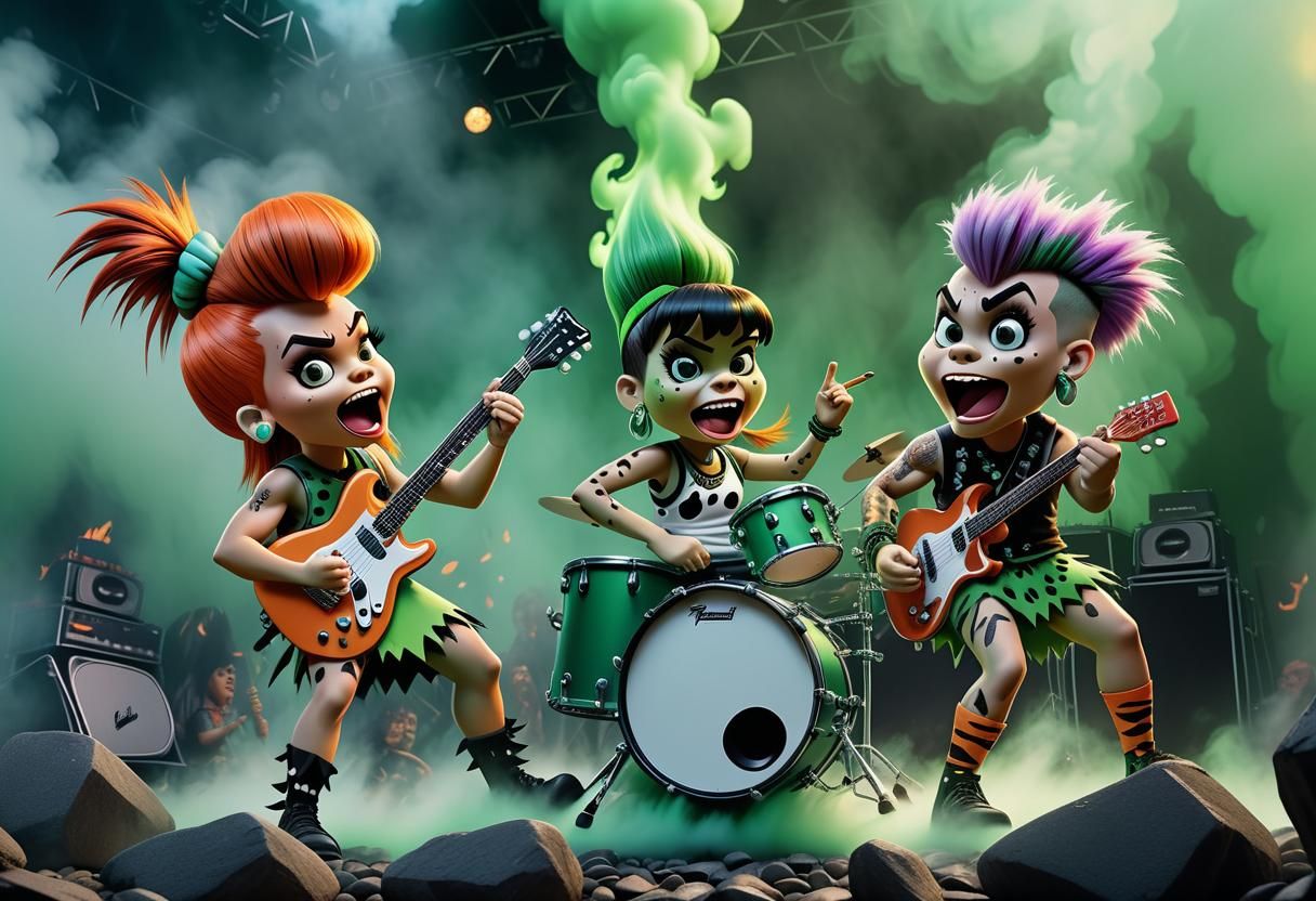 Pebbles and Bamm-Bamm as Rock Stars