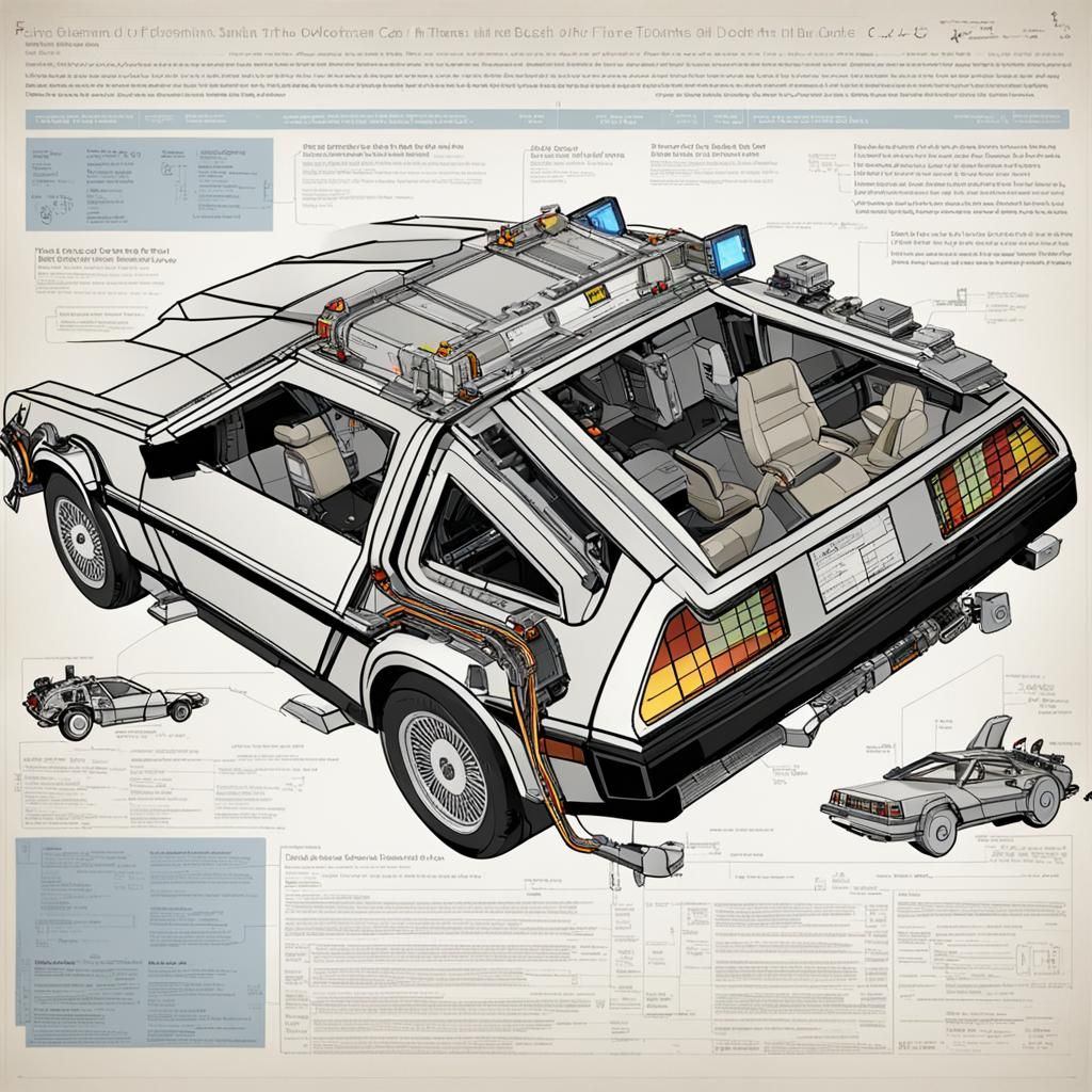 DeLorean Time Machine Detailed Technical Schematic