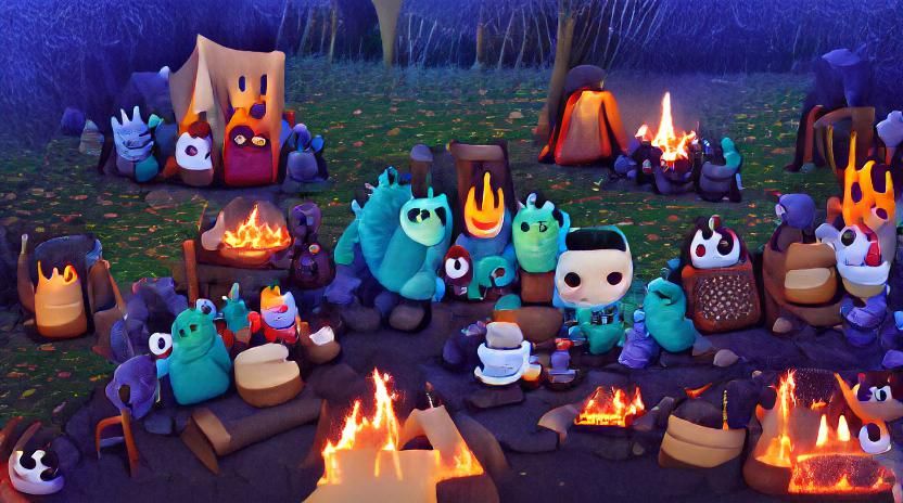 Cozy Monster Campfire Gathering