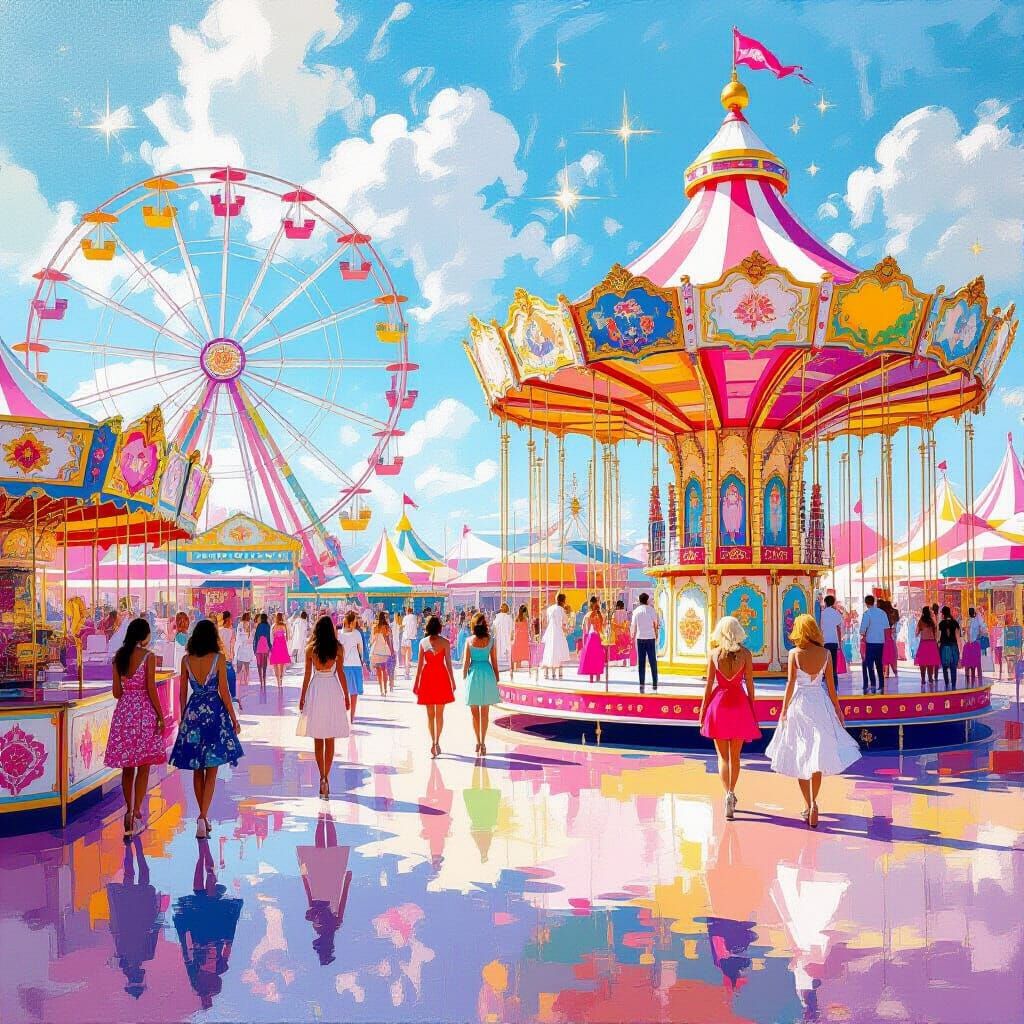 Funfair in Metamodern Impressionist Style