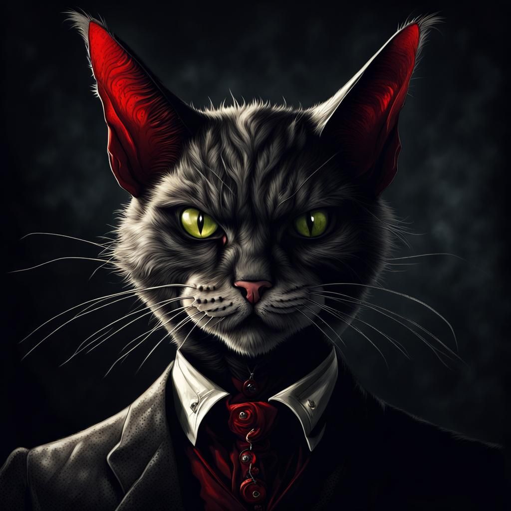 Scary Vampire Cat with Fangs: A Horror Masterpiece