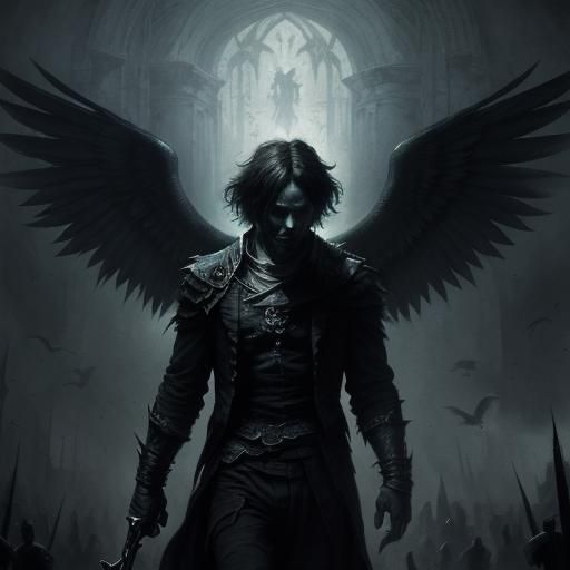 Abstract Stygian Birds Drawing in Gothic Horror Style