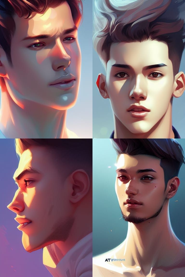 Gay Webtoon Portrait in Hyperdetailed Digital Art Style